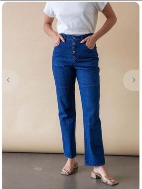 Carleen Button Fly Jeans in Dark Blue size 8 NWT NEW